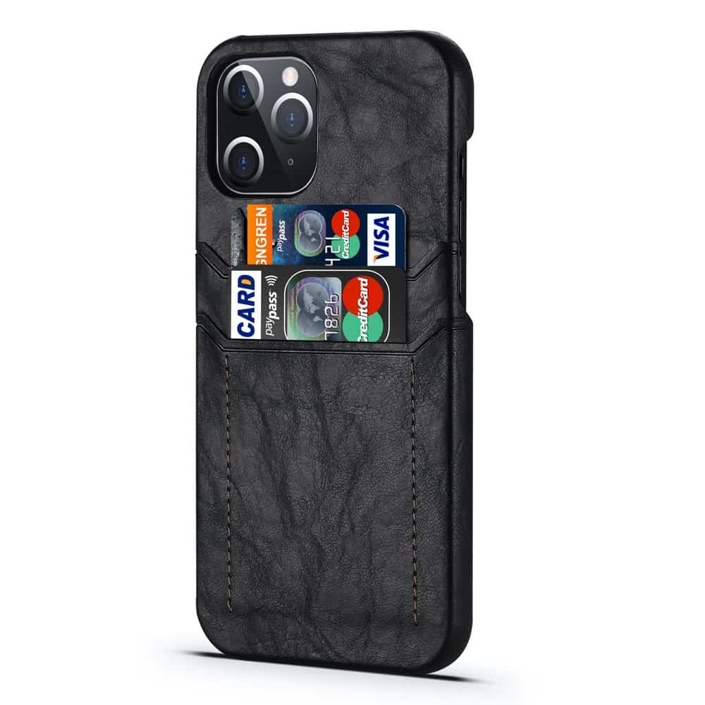 iPhone 12 mini bagcover i PU-læder med kortlomme – Sort - Fonecase