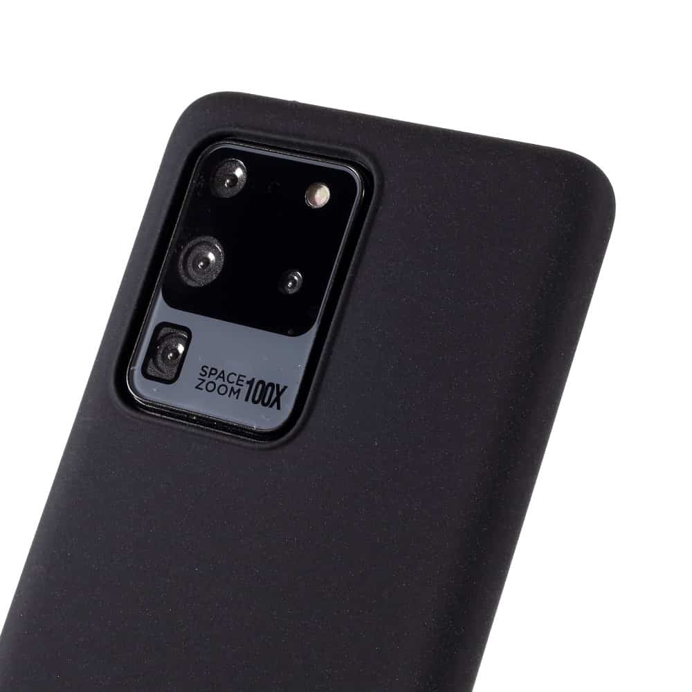 Samsung Galaxy S20 Ultra bagcover i blødt materiale - Sort - Fonecase