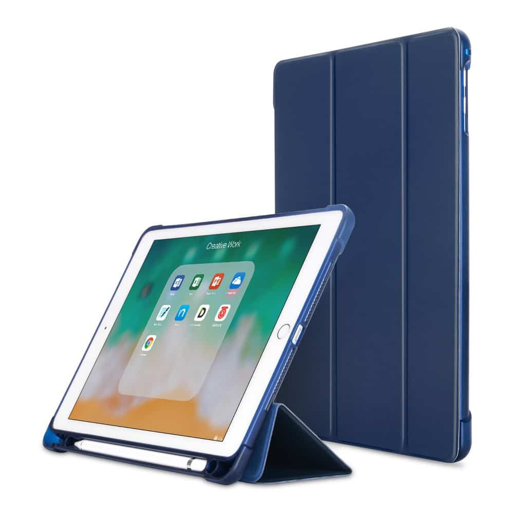 Meyella Lys bakke iPad 2017/2018 (9.7”)/Air/Air 2 cover af læder med støttestativ - Mørkeblå  - Fonecase
